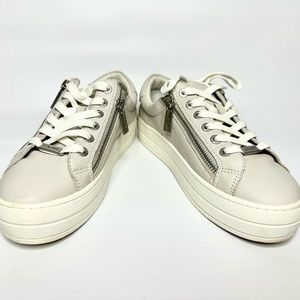 Pale Gray, Side Zip Sneakers by J Slide, Platform Soles, Size 7 Women's
